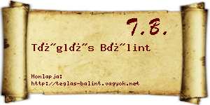 Téglás Bálint névjegykártya